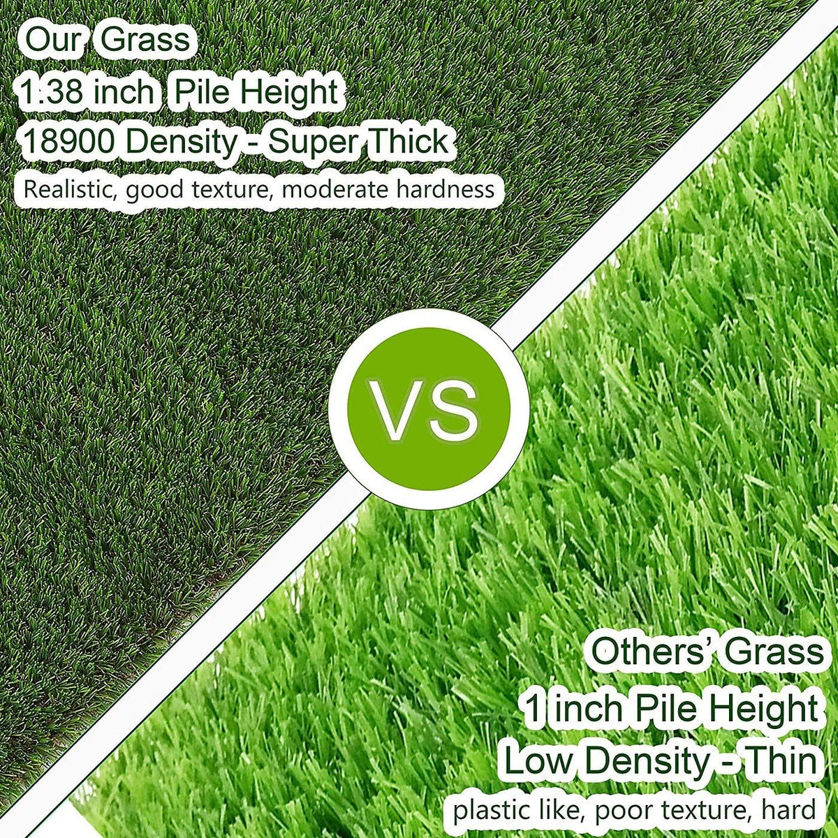 Artificial Grass Turf 8FTX47FT, 1.38" Pile Height Realistic Synthetic Grass, Indoor Outdoor Pet