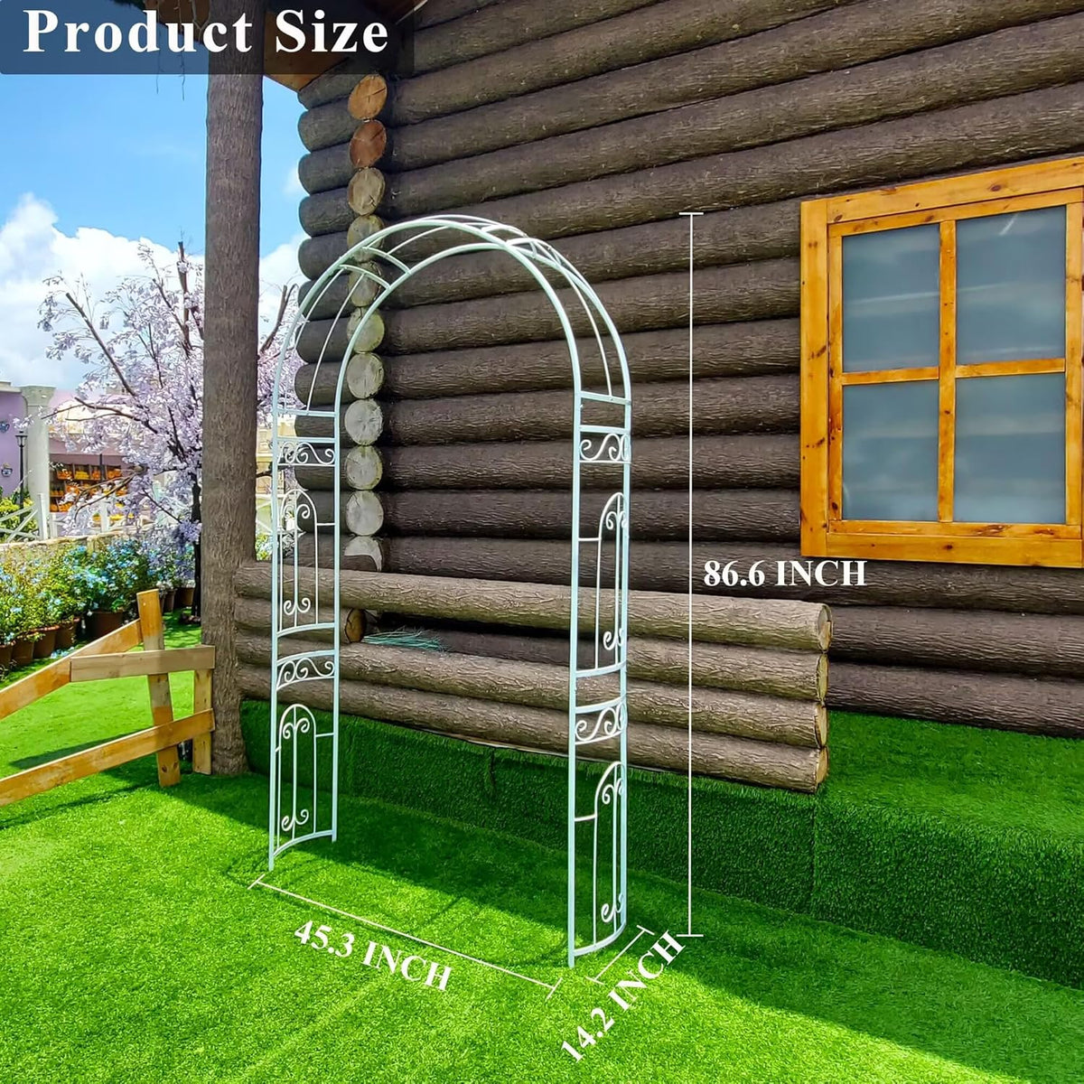 White Wedding Arch Garden Arbor Curved Metal Archway with Elegant Curve for Climbing Plants Roses
