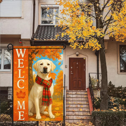 Thanksgiving Fall Garden Flag 12x18 Inch Welcome Labrador Retriever Dog Outdoor Flag Double Sided