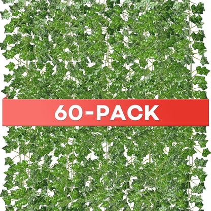 60 Pack 420 Feet Vines,Ivy,Ivy Garland,Fake Ivy,Fake Leaves,Ivy Vines,Artificial Vines,Green