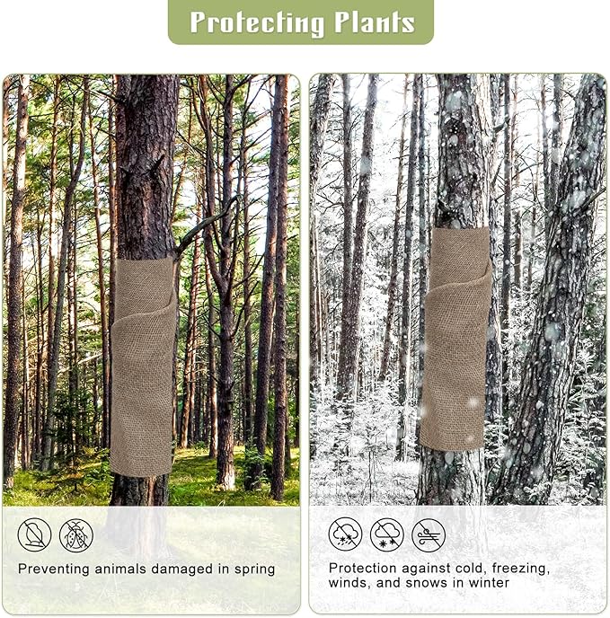 Svepndic 40in x 19ft Multipurpose Natural Burlap Fabrics Tree Wraps Rolls Tree Trunk