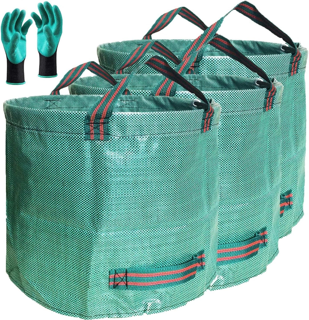 Standard 3-Pack 16 Gallons Home Garden Bags (D18, H15 inches) with Coated Gardening Gloves,Leaf