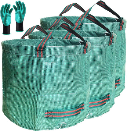 Standard 3-Pack 16 Gallons Home Garden Bags (D18, H15 inches) with Coated Gardening Gloves,Leaf