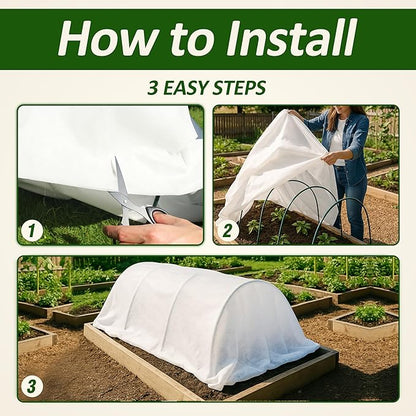 Gardzen 1.5 oz Plant Covers Freeze Protection, Reusable 10ft x 50ft Floating Row Covers, Thicker