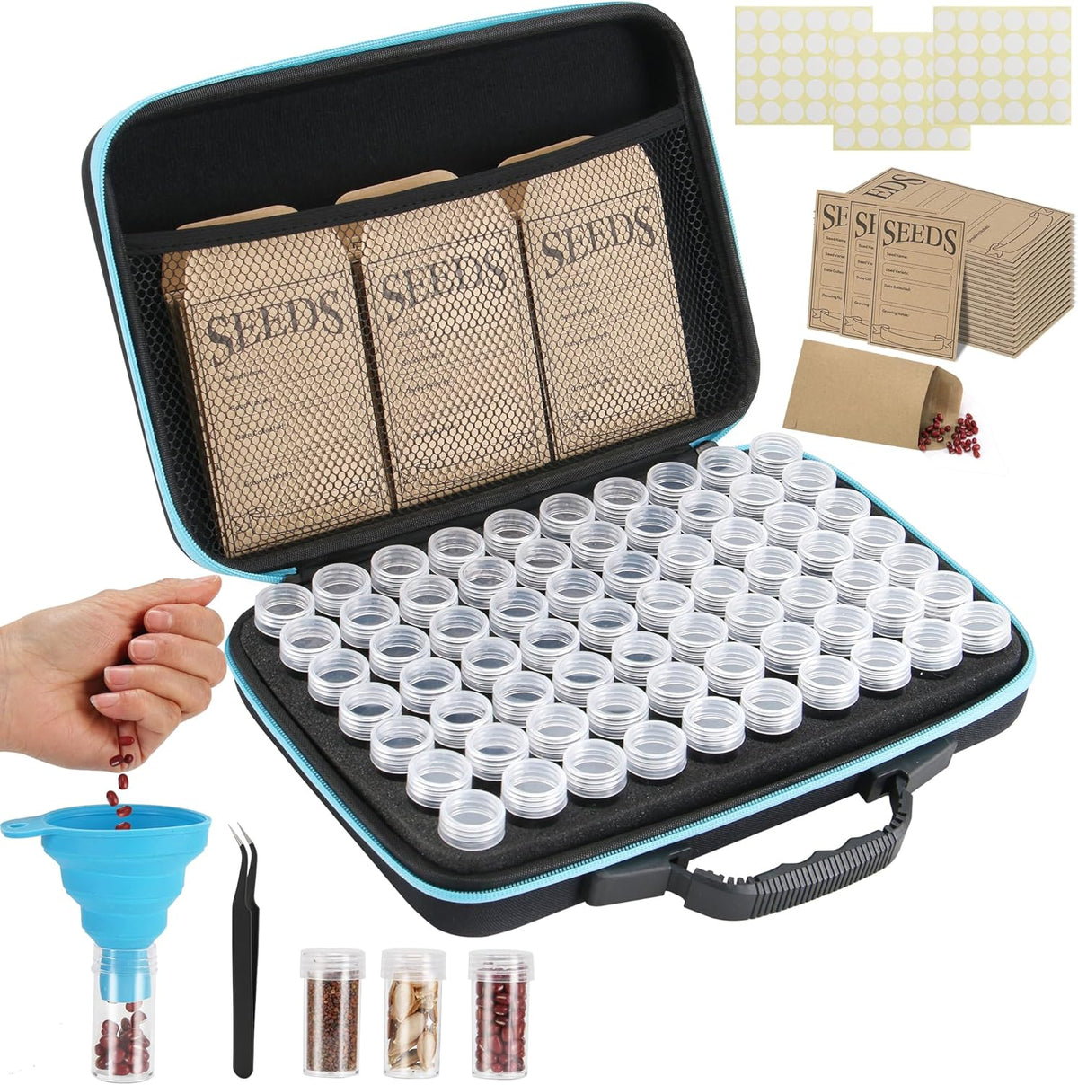70 Slots Seed Storage Organizer, Garden Seeds Saver kit Seed Organizer with 20 Seed Envelopes