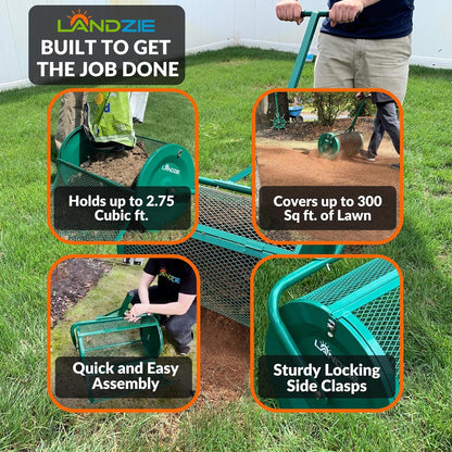 LANDZIE - The Original 24 Inch Compost and Peat Moss Spreader Roller - Top Soil, Sand, Manure