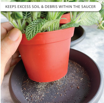 Plant Saucer 6 Pack Drip Trays Planter Pot Base Heavy Duty Plastic Drainage Tray for Indoor