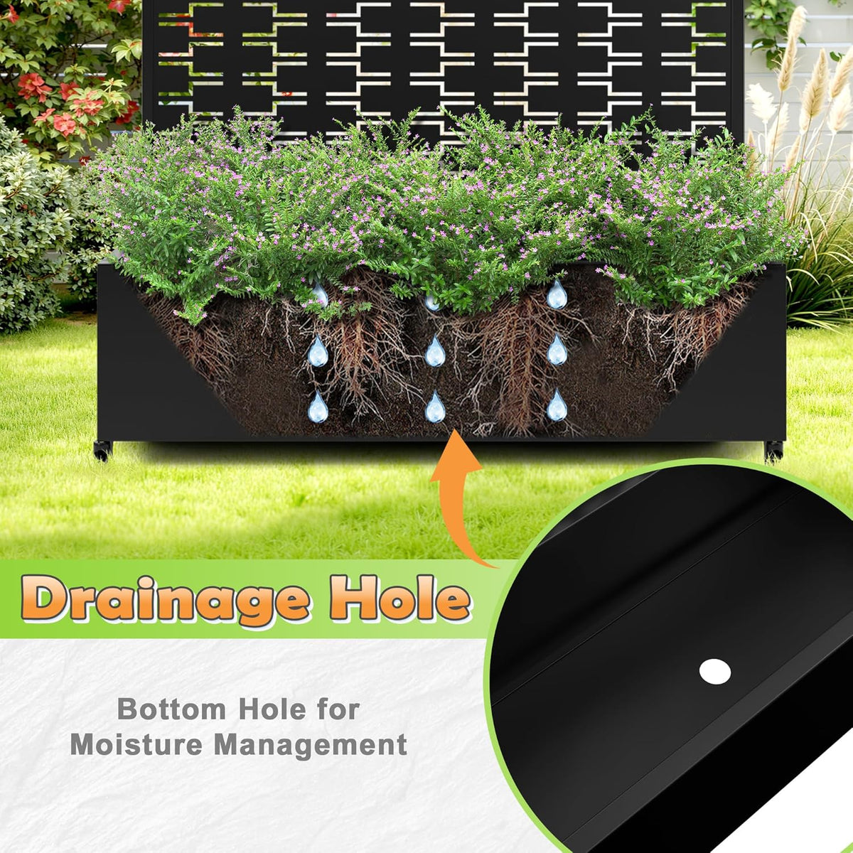 Metal Raised Garden Bed with Trellis, 2-in-1 Planter Box & Privacy Screen for Climbing Plants