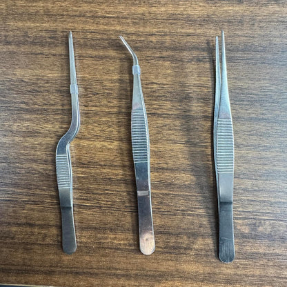 Stainless Steel Tweezers Set for Small Gardening and Kitchen, Multi-Purpose Tools Silver Tweezers