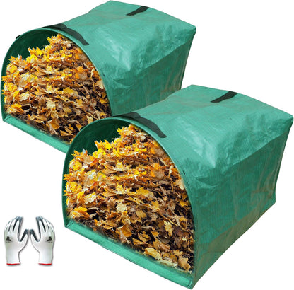 Gardzen 2-Pack 53 Gallon Dustpan-Type Yard Waste Bags, Reusable Heavy Duty Collapsible Garden Leaf