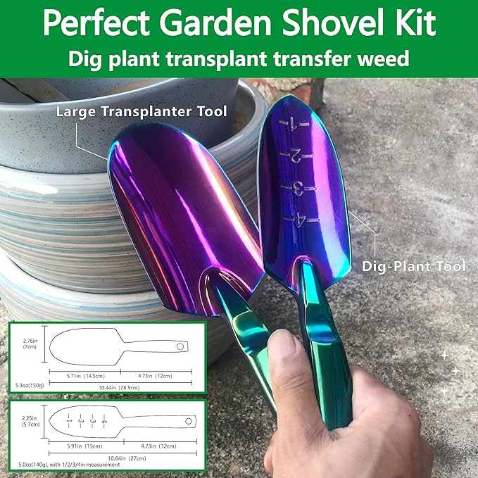 Garden Shovels - 2 Pack Gardening Tools, Heavy Duty Garden Trowels, High Strength Alloy Steel for