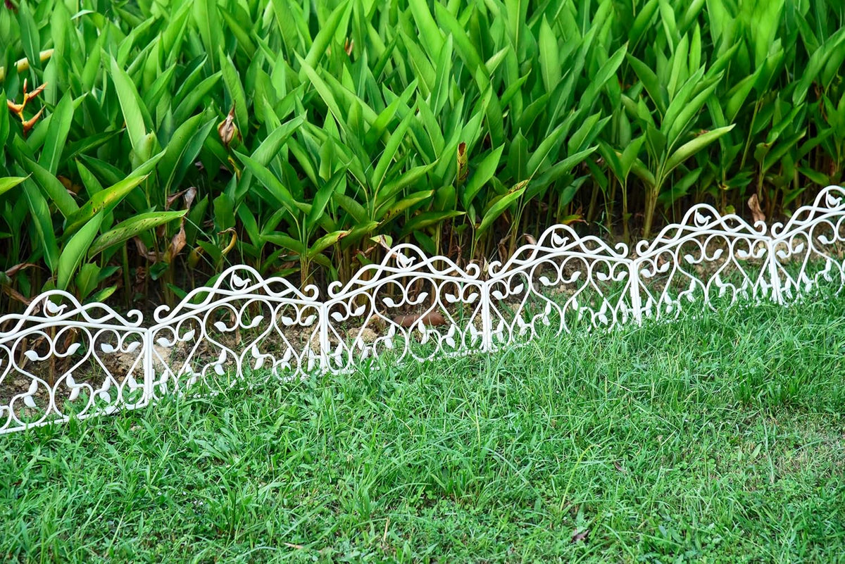 Evelyne Decorative Garden Border Edging: Faux Wrought Iron Leaf & Bird Design