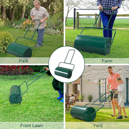 Outvita Lawn Roller, 13 Gallons Water and Sand Filled Garden Drum Roller with U Shaped Handle Tow