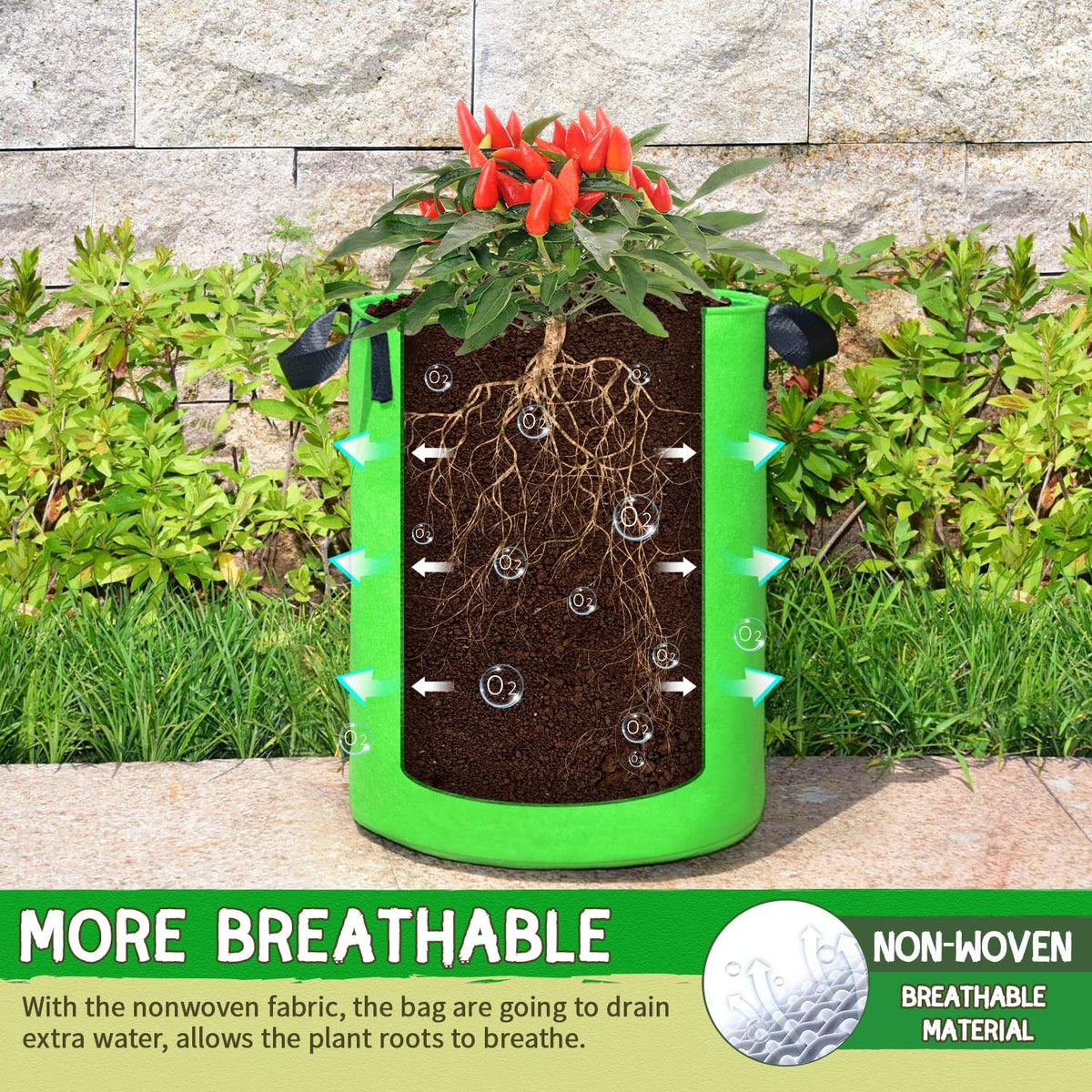SCENGCLOS 10 Gallon Potato Grow Bags, 6 Pack, Two-Sided Transparent Flap, Breathable Non-Woven