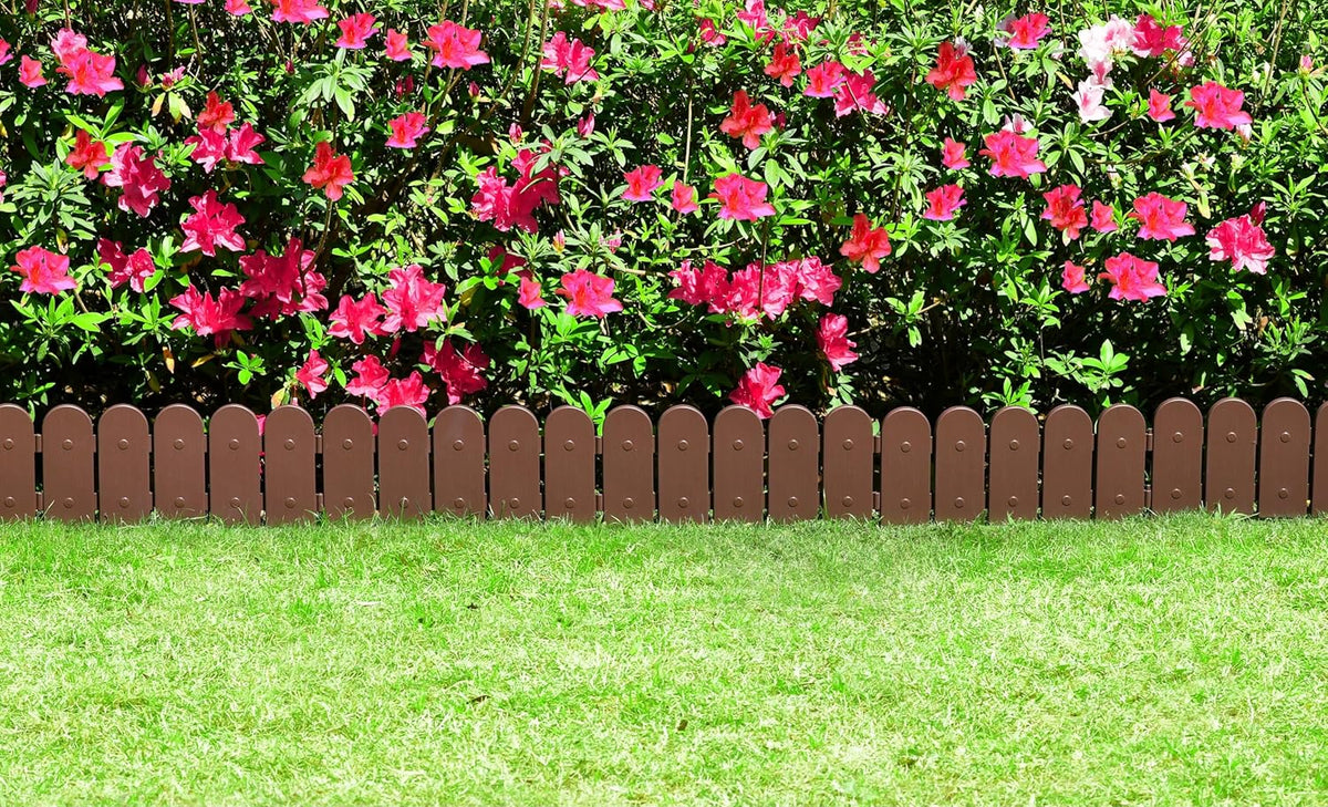 Evelyne Garden Border Plastic Edging: Wooden Fence Design - 8pcs Brown Yard Landscaping Fence Liner