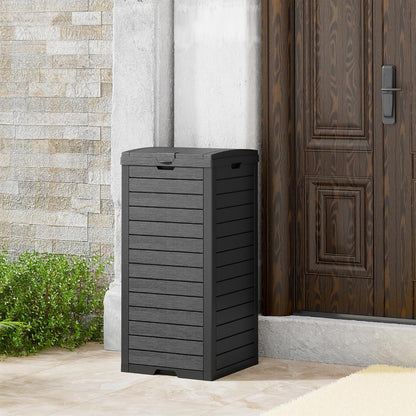 31 Gallon Outdoor Trash Can, Waterproof Resin Garbage Can with Lid and Drip Tray Easy Cleaning