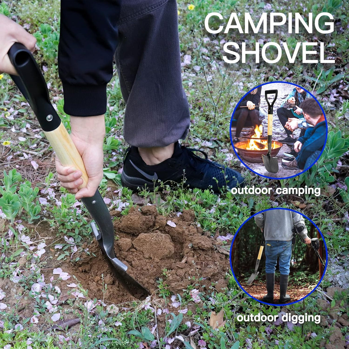 Small Short Handle Shovel - 28 Inches Overall Length - Kids Metal Sand Shovel for Digging and