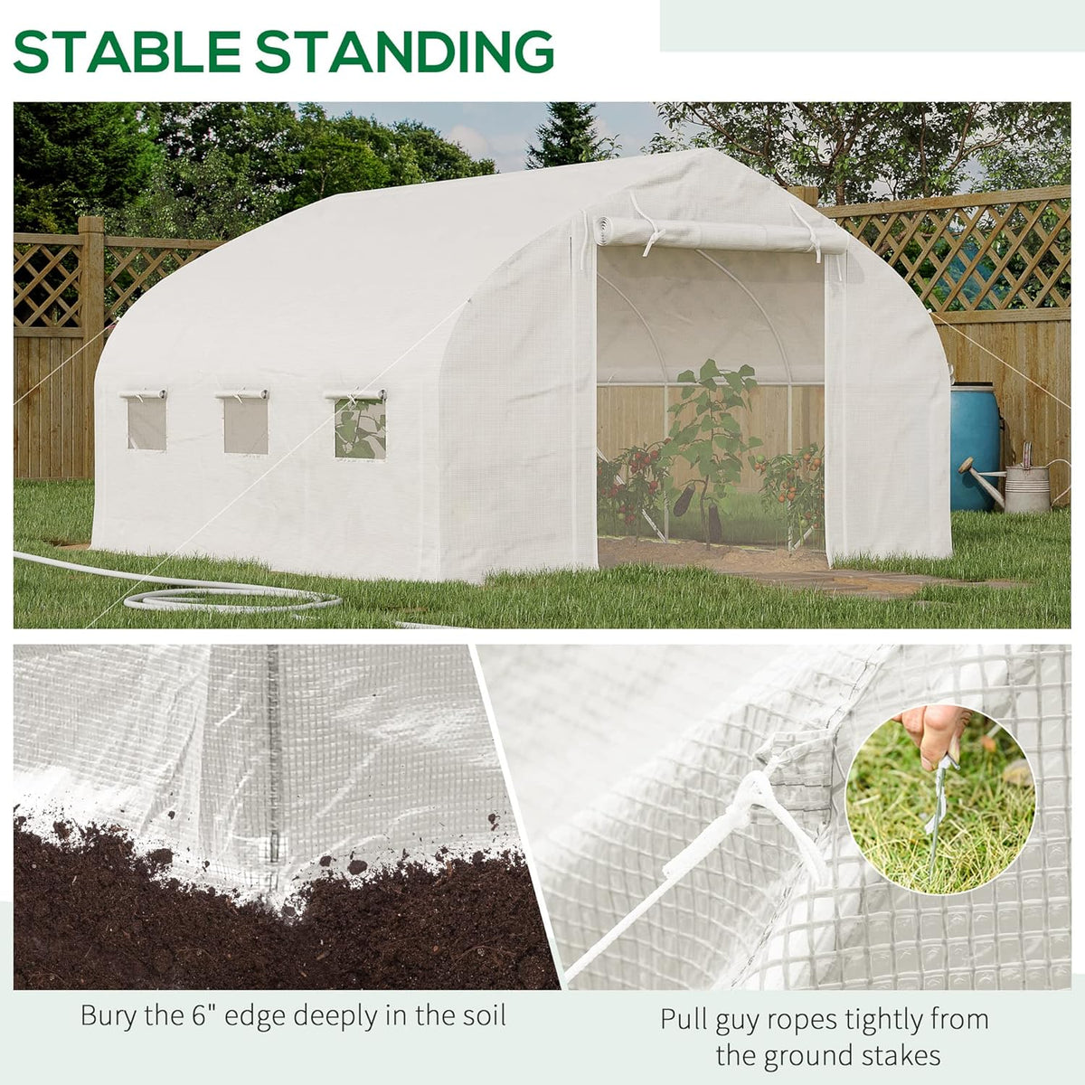 Outsunny 11.5' x 10' x 6.5' Walk-in Tunnel Greenhouse, Green House with Zippered Mesh Door, 7 Mesh
