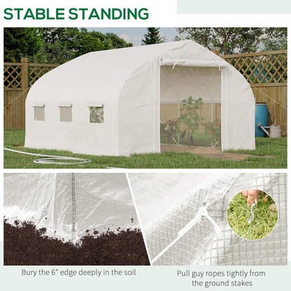Outsunny 11.5' x 10' x 6.5' Walk-in Tunnel Greenhouse, Green House with Zippered Mesh Door, 7 Mesh