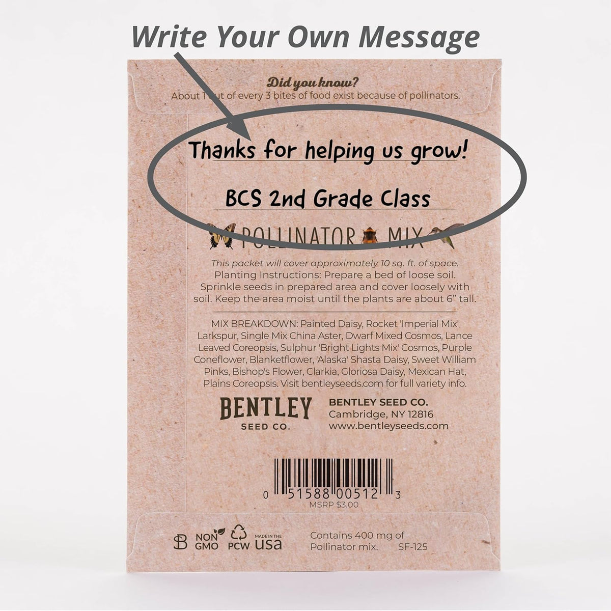 Bentley Wildflower Mix, Pre Filled Hummingbird Packets, 25 Annual Flower Packs, Perfect