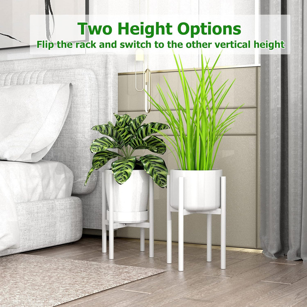 EKNITEY Adjustable Plant Pot Stand: Indoor Outdoor Modern Flower Holder Metal Plant Rack Organizer