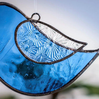 Blue Bird Ornament Sun Catcher Stained Glass Window Display ORN 310-2
