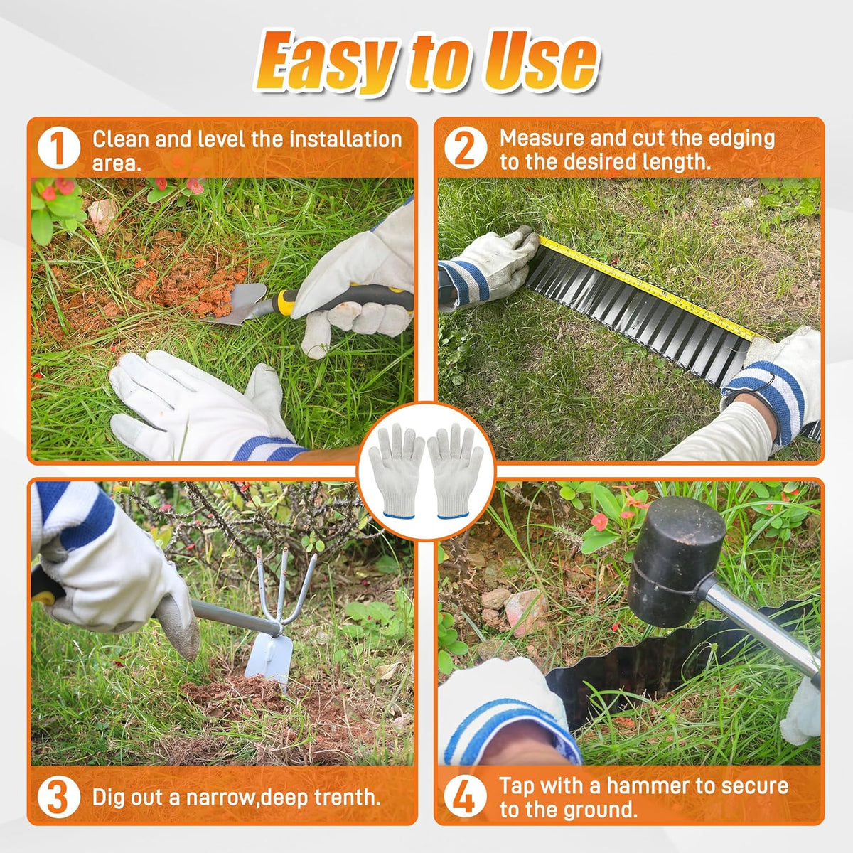 Corrugated Metal Garden Edging, 6"20Ft Landscape Border for Lawn, Flower Bed and Garden, Sturdy