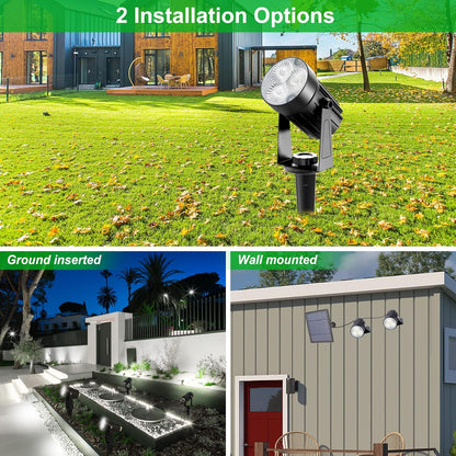 Solar Spot Lights Outdoor, 3-in-1 Garden Spotlights IP65 Waterproof 9.8ft Cable, 5W 4000mAh