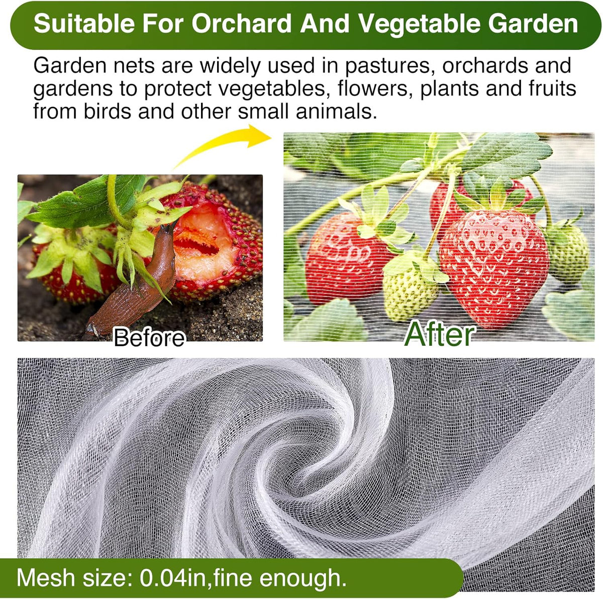 10 X 50FT Garden Mesh Netting Barrier,Fruit Tree Plant Netting for Vegetable Blueberry Bushes Plant