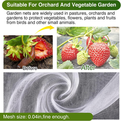 10 X 50FT Garden Mesh Netting Barrier,Fruit Tree Plant Netting for Vegetable Blueberry Bushes Plant