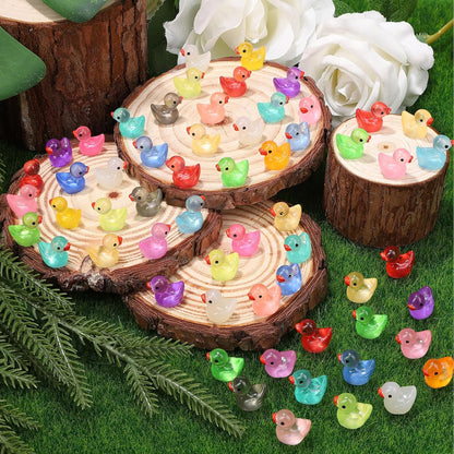 280 pcs Luminous Mini Resin Ducks, Glow in The Dark Tiny Ducks Figures to Hide, Bulk Plastic Duck