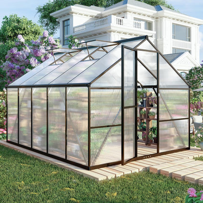 8x10 FT Greenhouses for Outdoors, Polycarbonate Greenhouse with PC Panels, Greenhouses for Outdoors