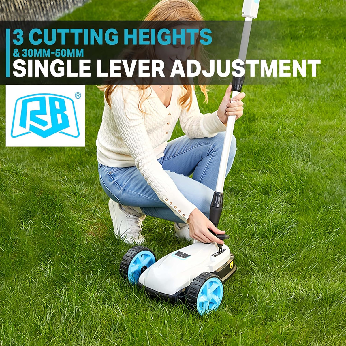 RB 9" Small Lawn Mower for Small Spaces, 40V 2Ah Battery & Charger, Ultra-Light Mini Cordless Lawn