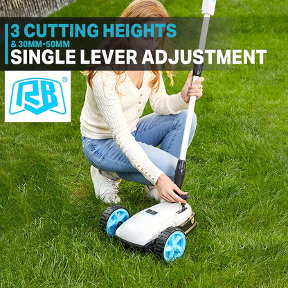 RB 9" Small Lawn Mower for Small Spaces, 40V 2Ah Battery & Charger, Ultra-Light Mini Cordless Lawn
