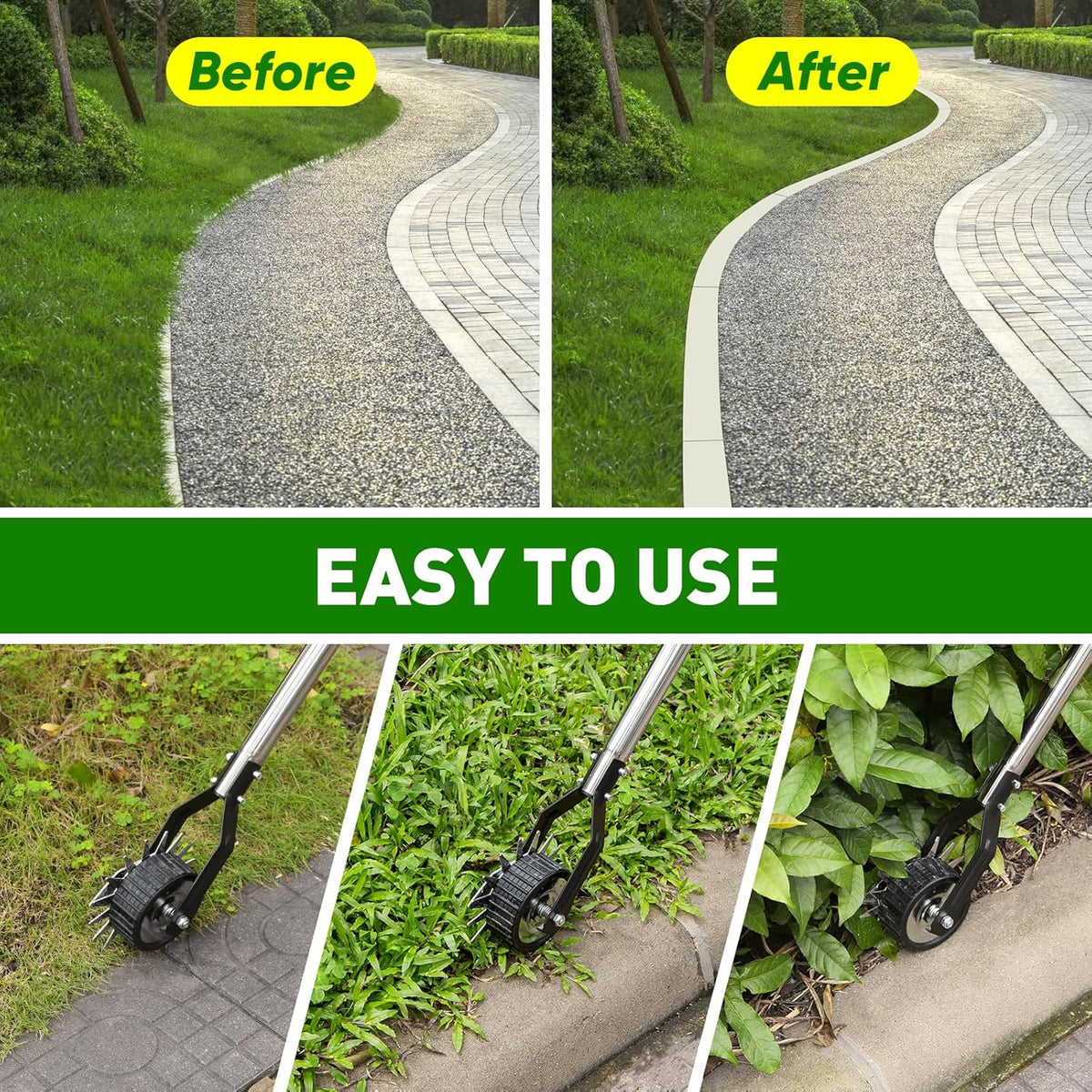 BlumWay 67 Inch Rotary Wheel Edge Trimmer, Rotary Shears, Manual Sidewalk Edgers, Length 23.6" to