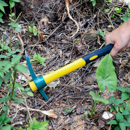KEILEOHO 15 Inches Pick Mattock Hoe, Forged Weeding Garden Pick Axe with Rubber Handle, Weeding