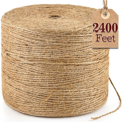 XSEINO 2400 Feet Natural Jute Twine Strong Garden Twine Rope for Arts Crafts Gift Wrapping