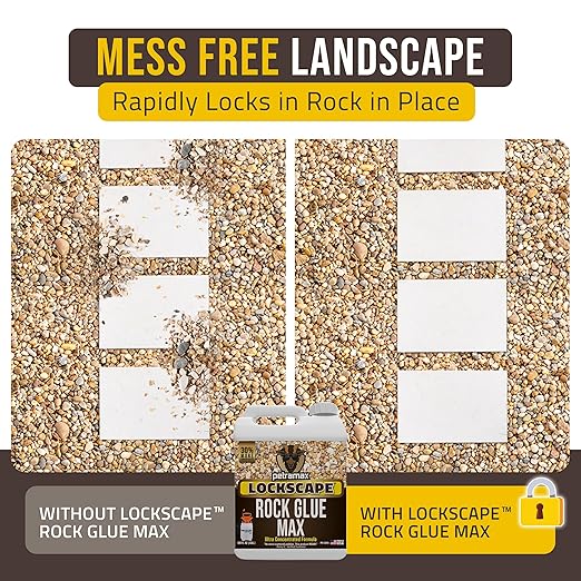 Lockscape Sticky Rock or Sticky Mulch Glue for Landscaping with Sprayer 1 Gallon, Max Rock Glue for