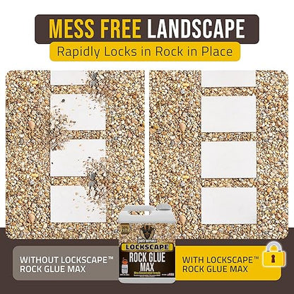 Lockscape Sticky Rock or Sticky Mulch Glue for Landscaping with Sprayer 1 Gallon, Max Rock Glue for
