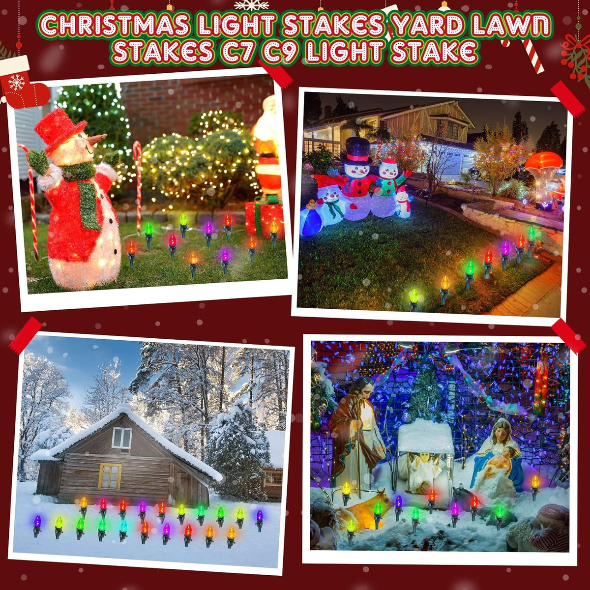 Jetec 150 Pieces Christmas Light Stakes Universal Yard Lawn Holiday 7.5 Inches Light Ground Stakes