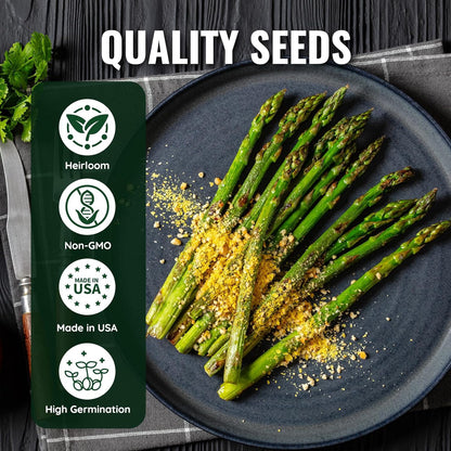 Mary Washington Asparagus Seeds - 900 Seeds, Non-GMO Heirloom Organic Seeds with Planting