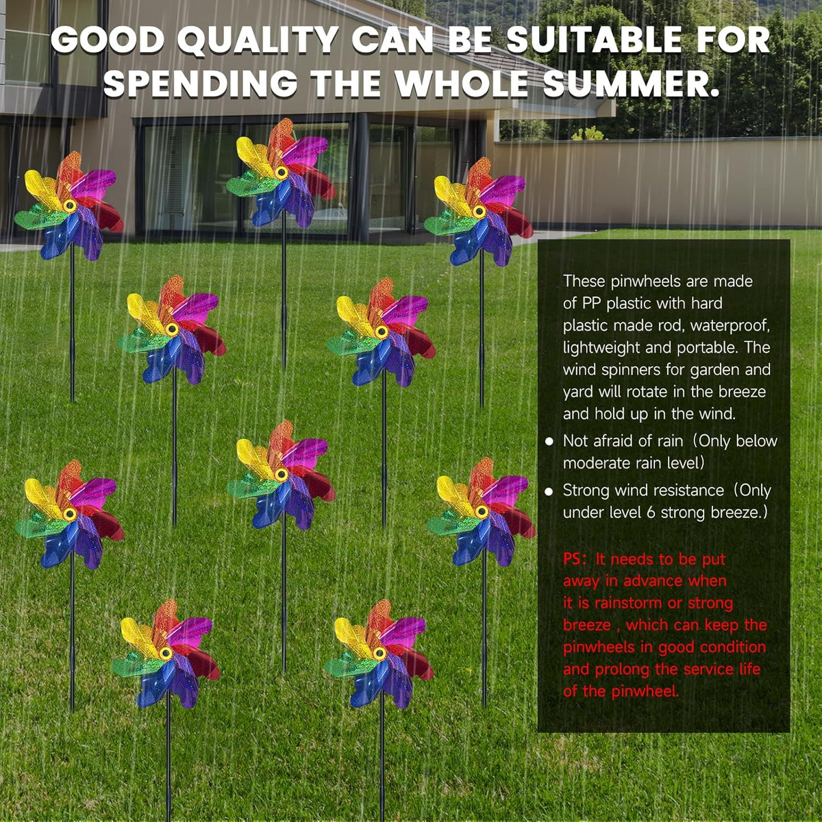 10 PCS Reflective Pinwheels for Yard and Garden Bird Devices Pre-Installed Sparkly Wind Spinner