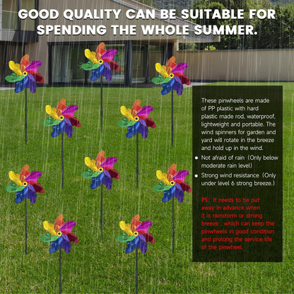 10 PCS Reflective Pinwheels for Yard and Garden Bird Devices Pre-Installed Sparkly Wind Spinner