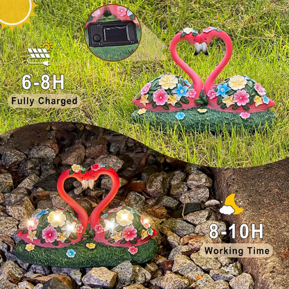 Solar Flamingo Garden Decor Statue, Outdoor Funny Solar Light Decoration for Yard, Patio, Lawn