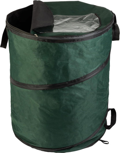 Wakeman Outdoor Trash Can - 46-Gallon Collapsible Garbage Can with 3 Stakes - Pop Up Trash Bin for