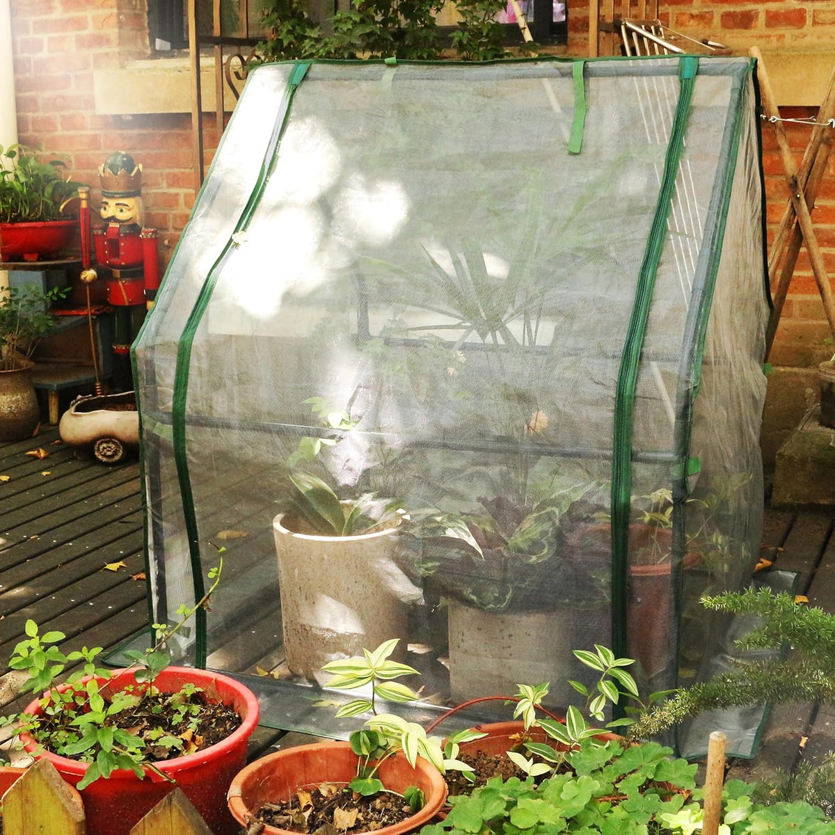 Gardzen Mini Greenhouse with Mesh Cover, Portable Outdoor Greenhouse, Enhanced Ventilation, Ideal