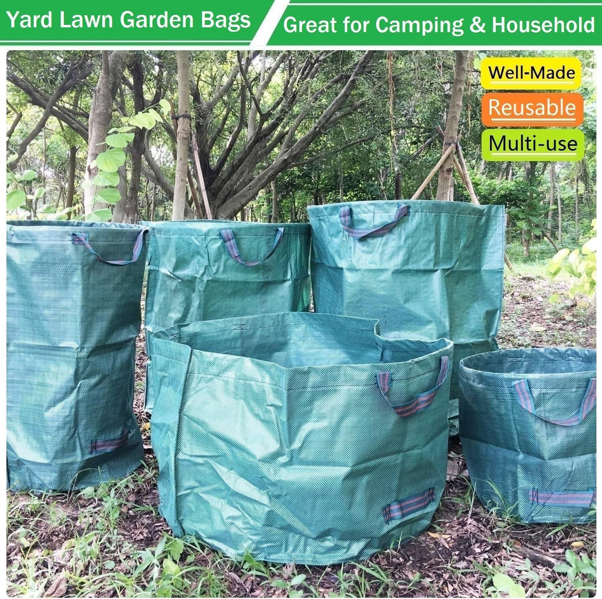 Professional 2-Pack 106 Gallon Large Lawn Garden Bags (D31, H31 in) Yard Waste Bags with Gardening