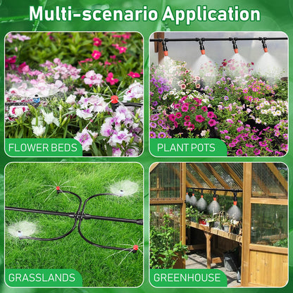 246FT Drip Irrigation System, Automatic Drip Irrigation Kit with 1/2" Main Tube & 1/4" Branch
