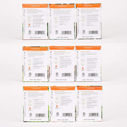 Seed Starter Kit – Salad Greens | Non-GMO | Heirloom Seed Packets | Natural Wood Row Markers | Over