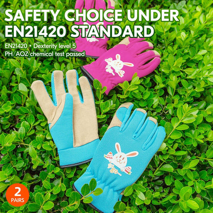 Vgo... 2-Pairs Age 4-5 Kids Gardening Gloves,Children Yard Work Gloves,Soft Safety Outdoor Playing